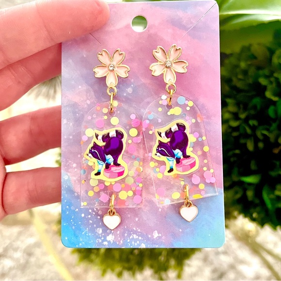 Lisa Frank Raccoon Acrylic Earrings - Picture 2 of 4